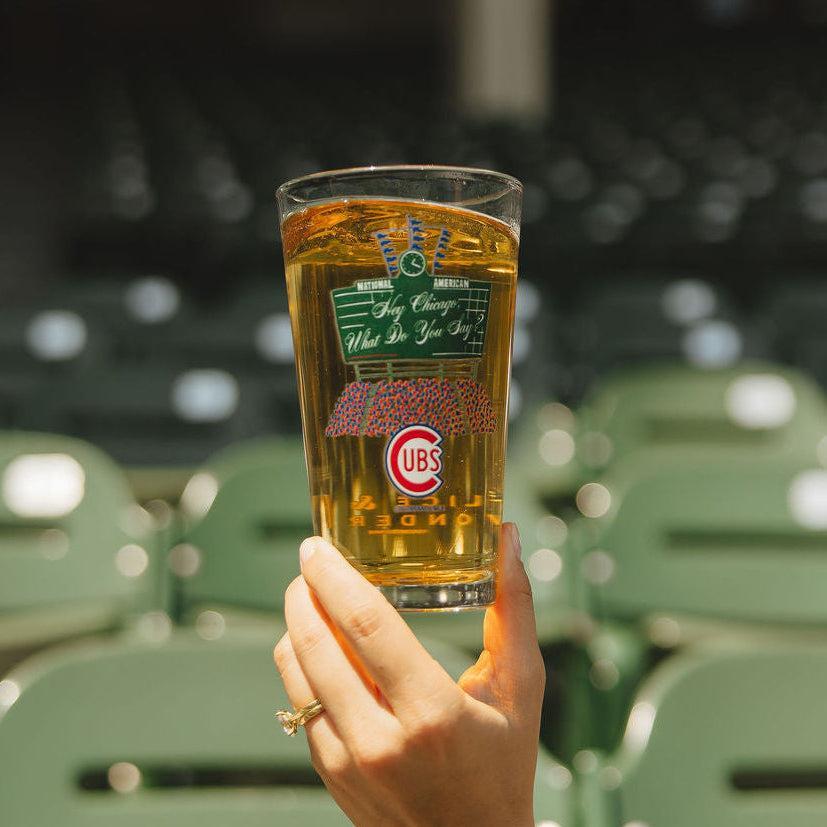 Chicago Cubs x Alice & Wonder Scoreboard Pint Glass Drinkware LOGO BRANDS