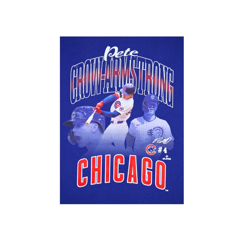 Chicago Cubs Pete Crow Armstrong Triple Pic Youth Tee by New Era Short Sleeve Tees OUTERSTUFF LLC