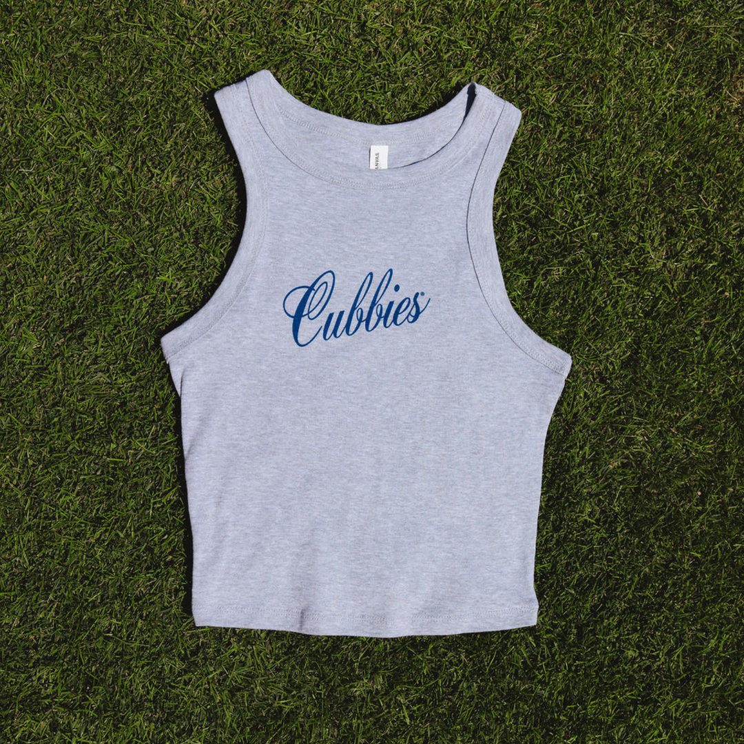 Chicago Cubs x Alice & Wonder Cubbies Script Baby Tank — Gray Shirts SOFT AS A GRAPE