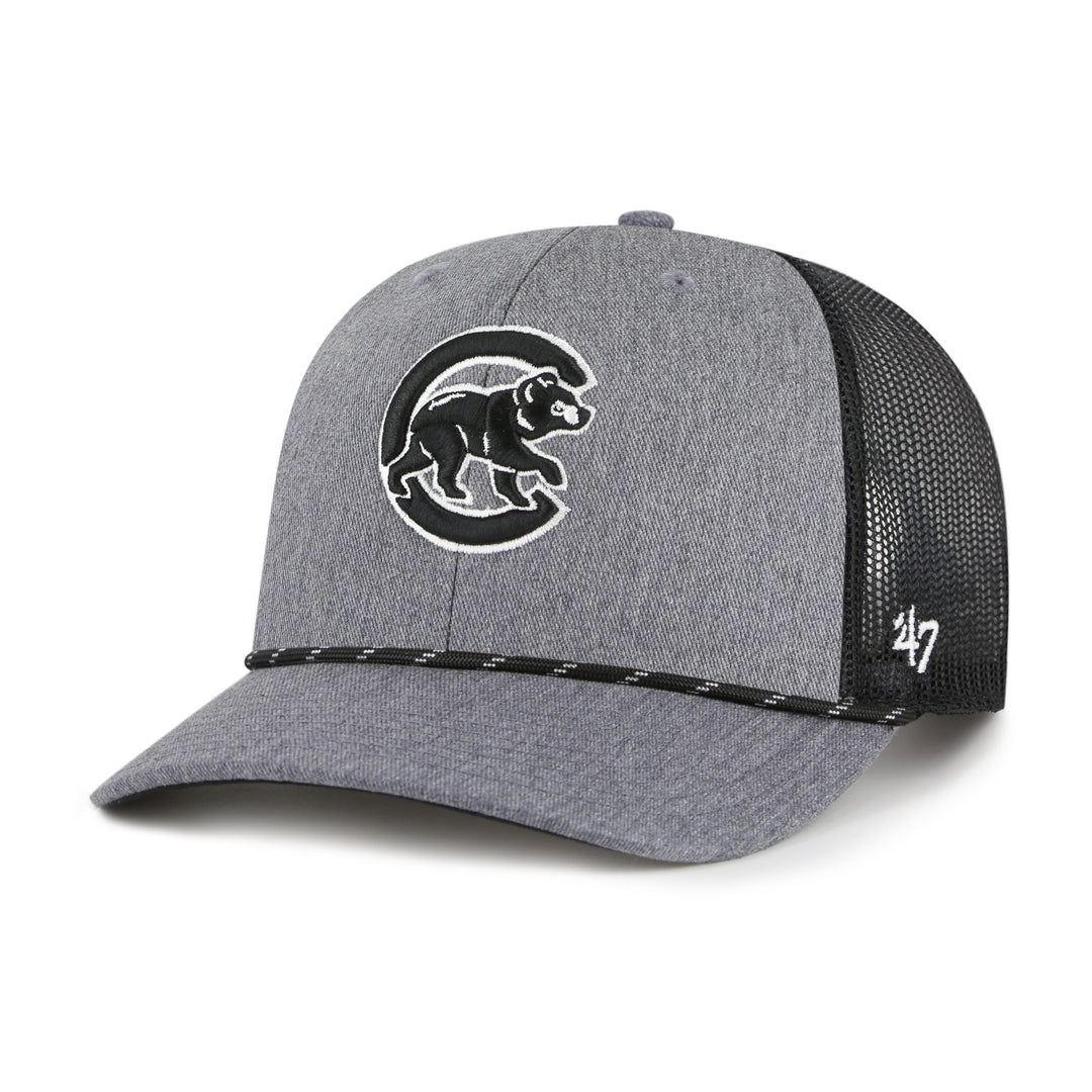 Chicago Cubs Walking Bear Carbon Rope Trucker Charcoal By '47 Brand Caps '47 Brand