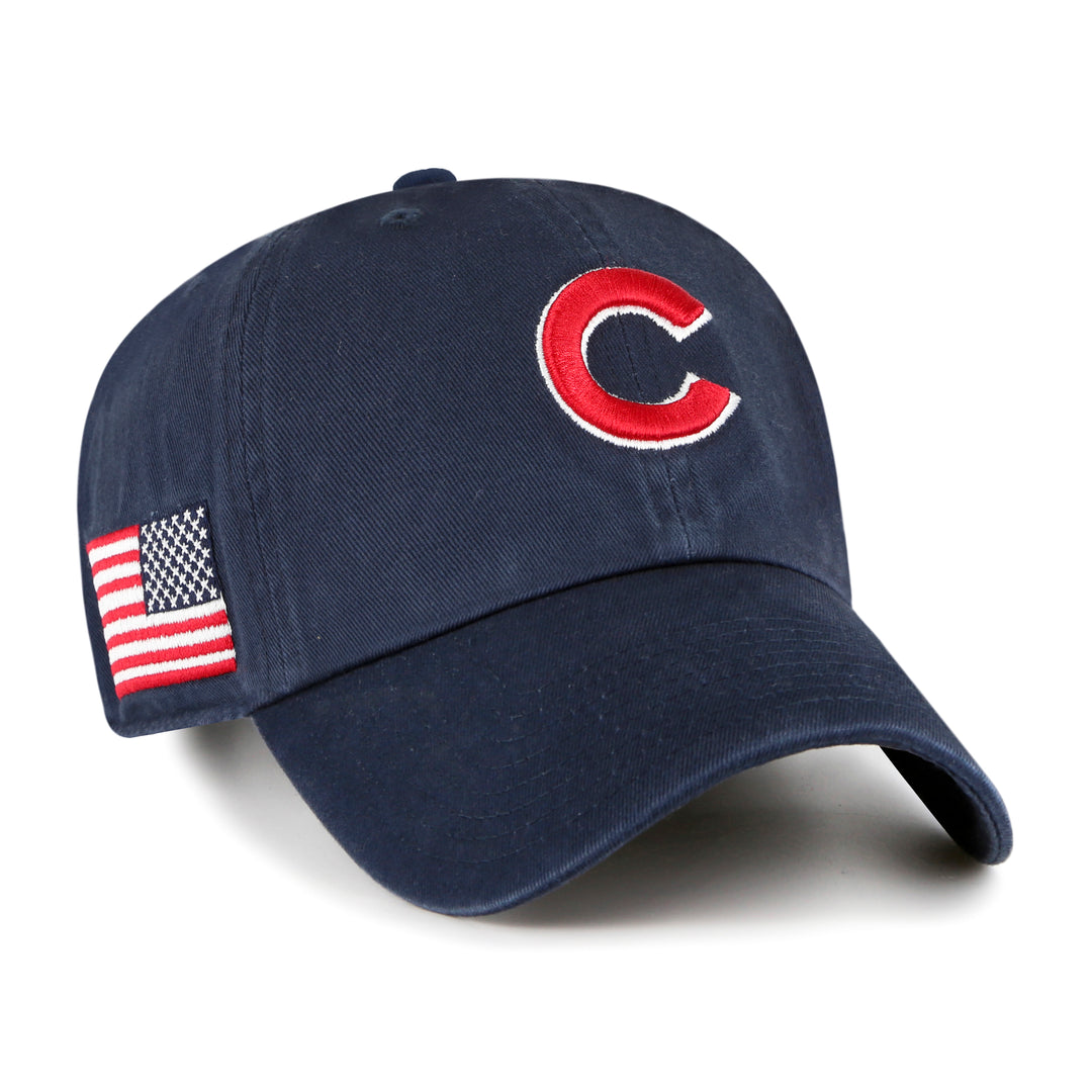 Chicago Cubs Logo Heritage USA Flag Cap Navy by &
