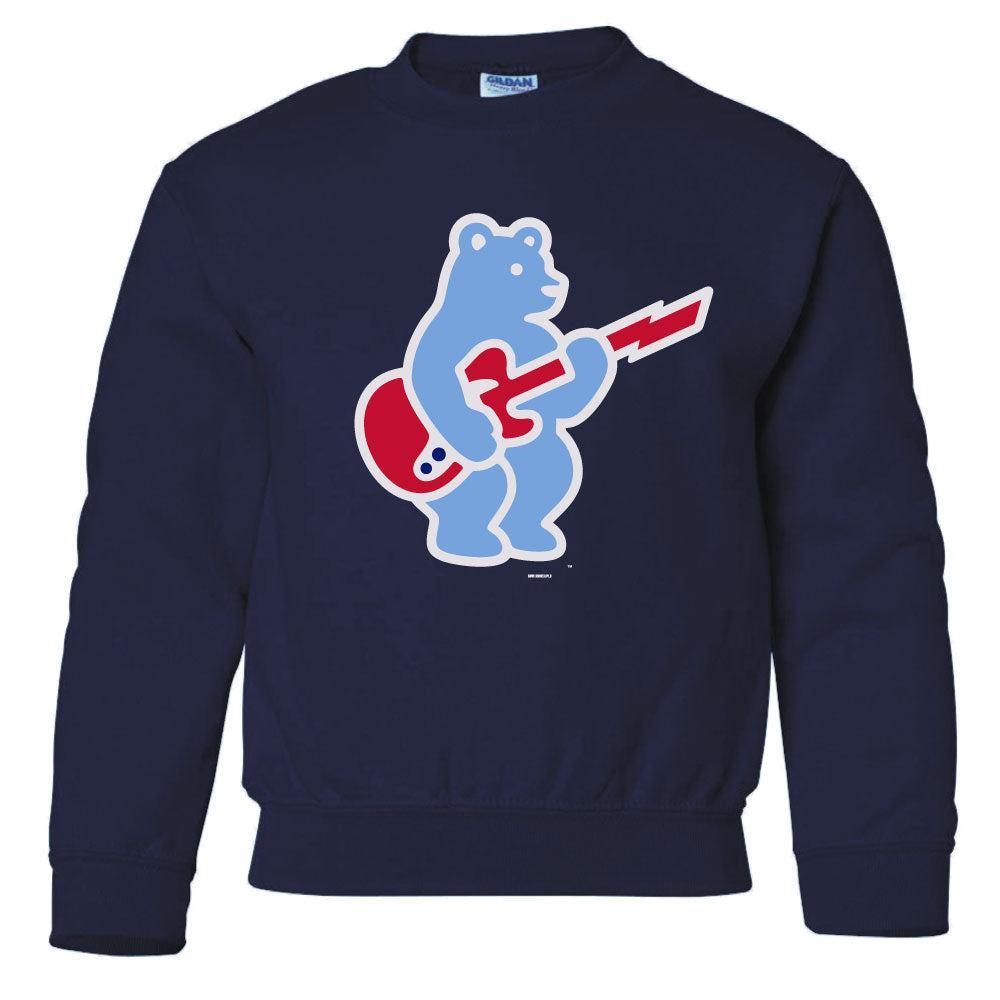 Chicago Cubs Navy Rock Bear Youth Crew Neck Sweatshirt BIMM RIDDER