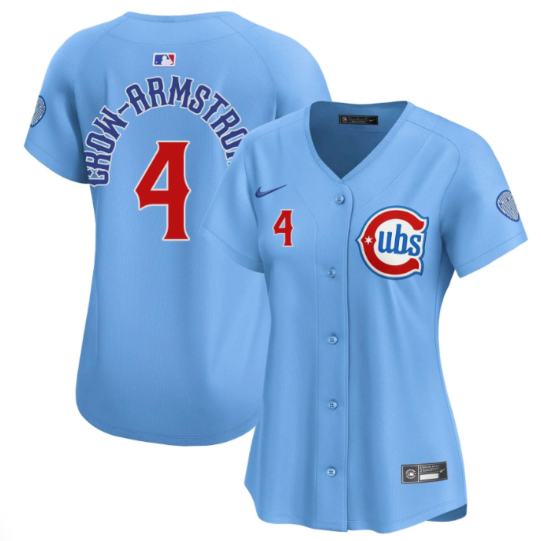 Chicago Cubs Pete Crow-Armstrong Women's Blues Alternate Limited Baby Blue Jersey by Nike Jerseys NIKE USA