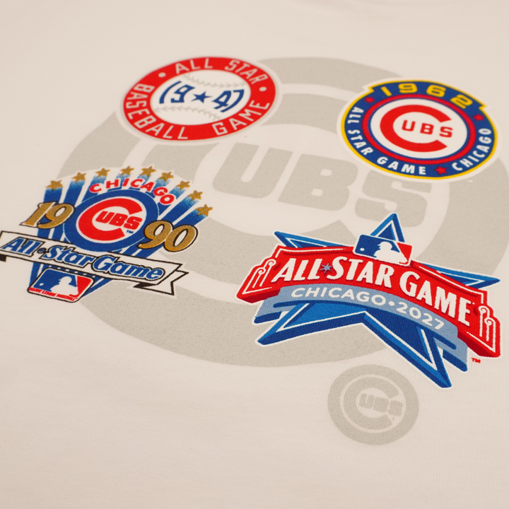 Chicago Cubs 2027 All-Star Game History Logos Youth T-Shirt by New Era T-Shirt NEW ERA CAP COMPANY