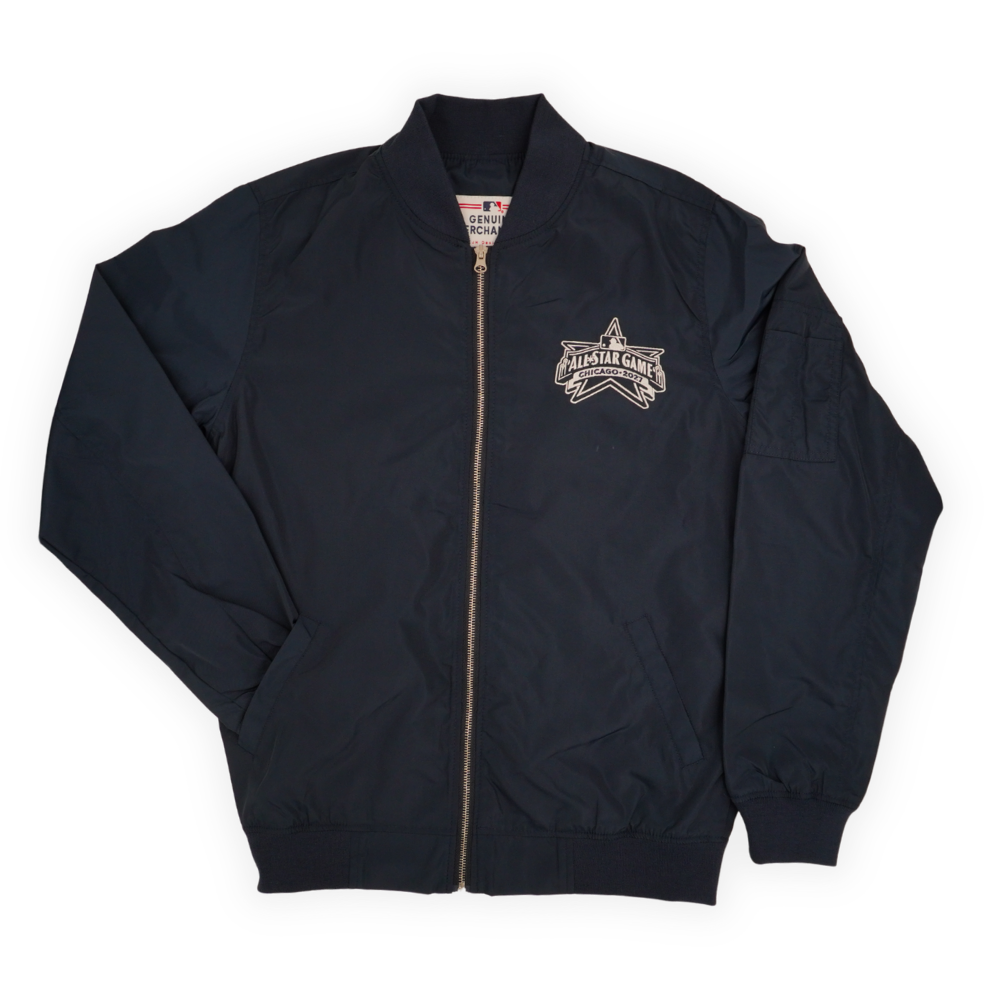 Chicago Cubs 2027 All-Star Game Nylon Bomber Navy Jacket by JH Design Group Jacket JH DESIGN GROUP