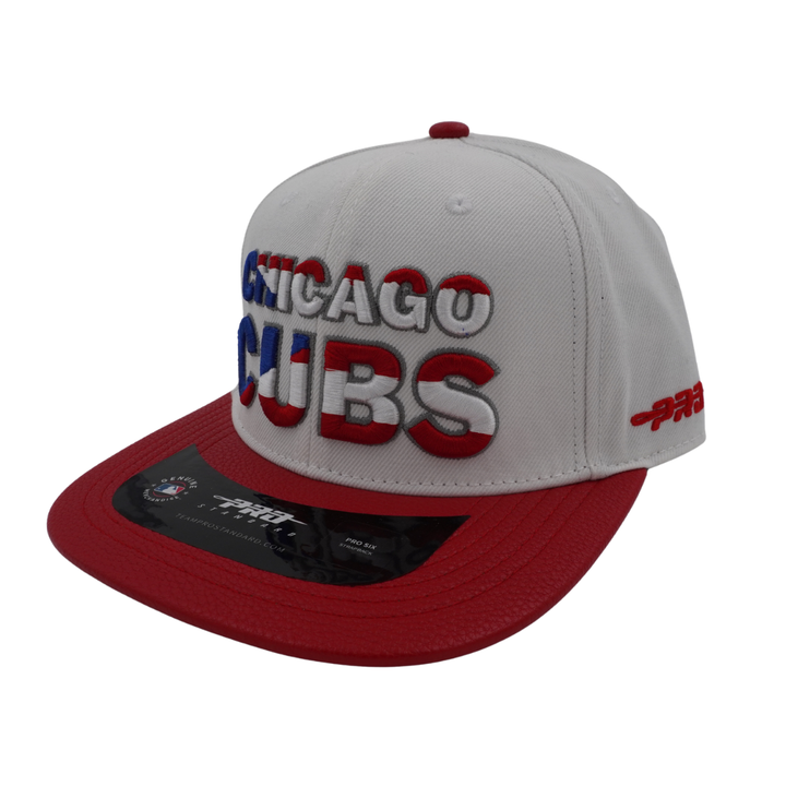 Chicago Cubs Puerto Rico Flag Leather Adjustable Cap by Pro Standard Caps PRO STANDARD