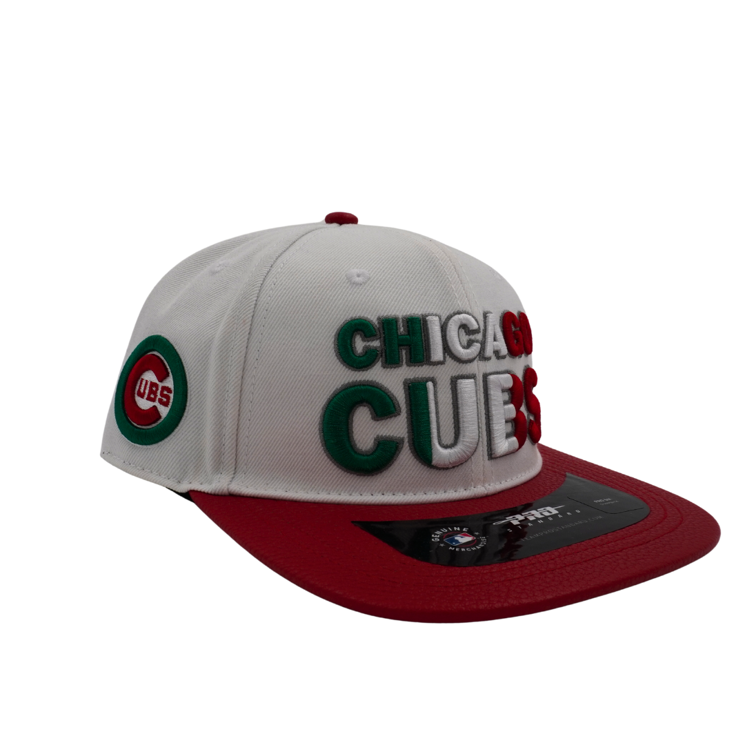 Chicago Cubs Mexico Flag Leather Adjustable Cap by Pro Standard Caps PRO STANDARD