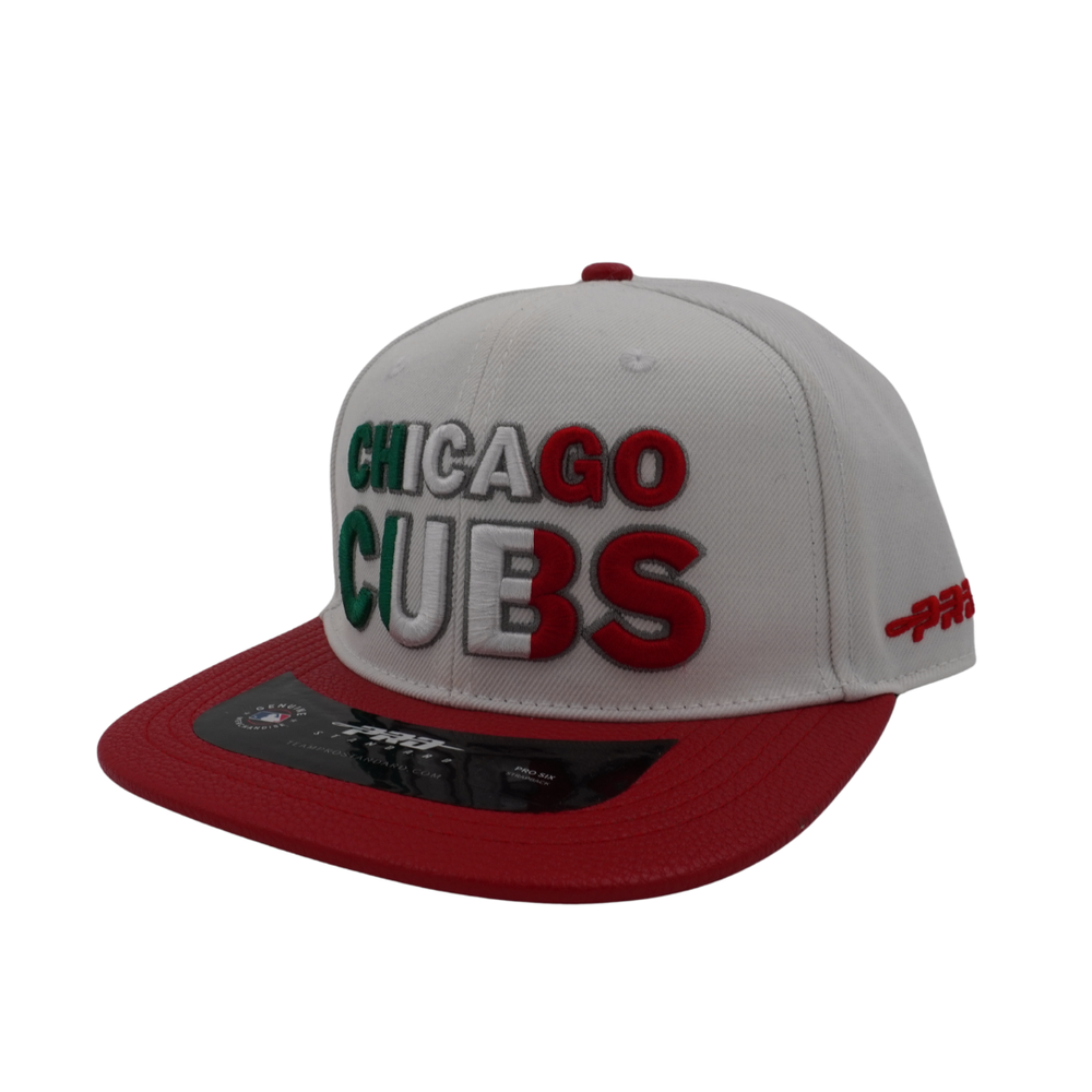 Chicago Cubs Mexico Flag Leather Adjustable Cap by Pro Standard Caps PRO STANDARD