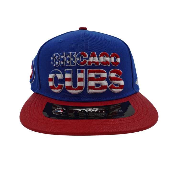 Chicago Cubs USA Flag Leather Adjustable Cap by Pro Standard Caps PRO STANDARD