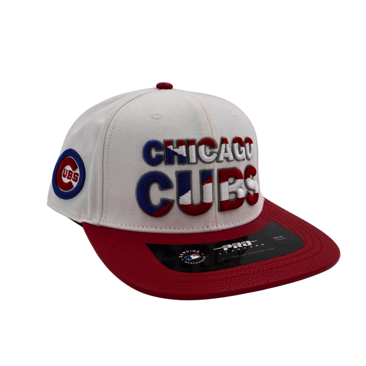 Chicago Cubs Puerto Rico Flag Leather Adjustable Cap by Pro Standard Caps PRO STANDARD