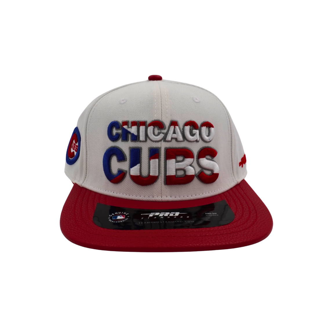 Chicago Cubs Puerto Rico Flag Leather Adjustable Cap by Pro Standard Caps PRO STANDARD