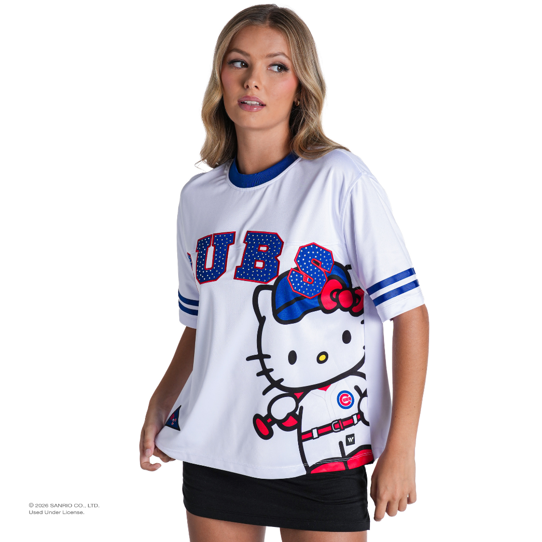 Chicago Cubs x Hello Kitty Women's Boxy Jersey by The Wild Collective Women's Jersey THE WILD COLLECTIVE