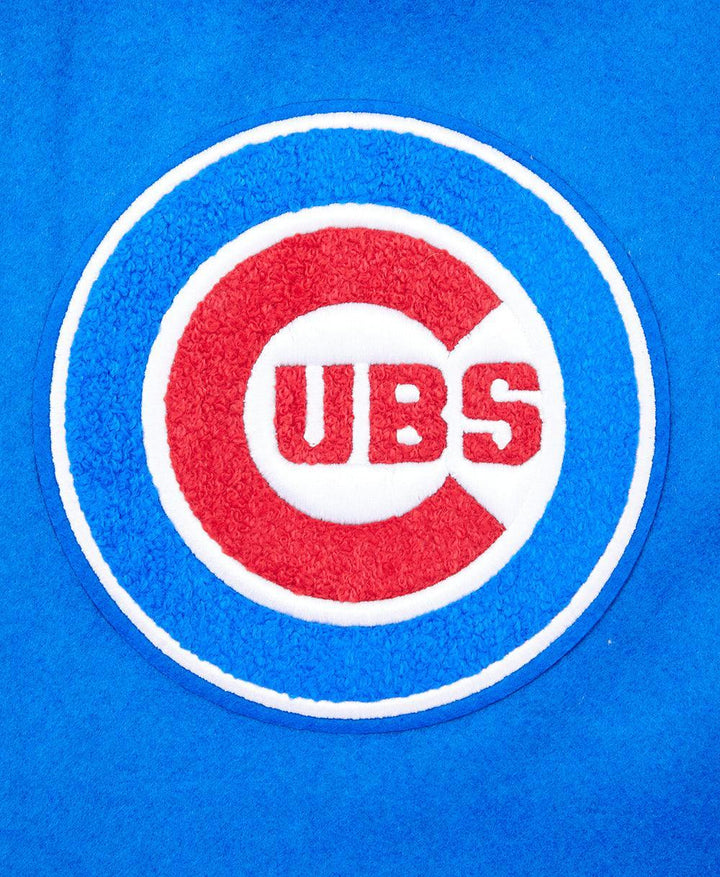 Chicago Cubs Script Wool Varsity Jacket in Royal and Red by Pro Standard Jackets PRO STANDARD