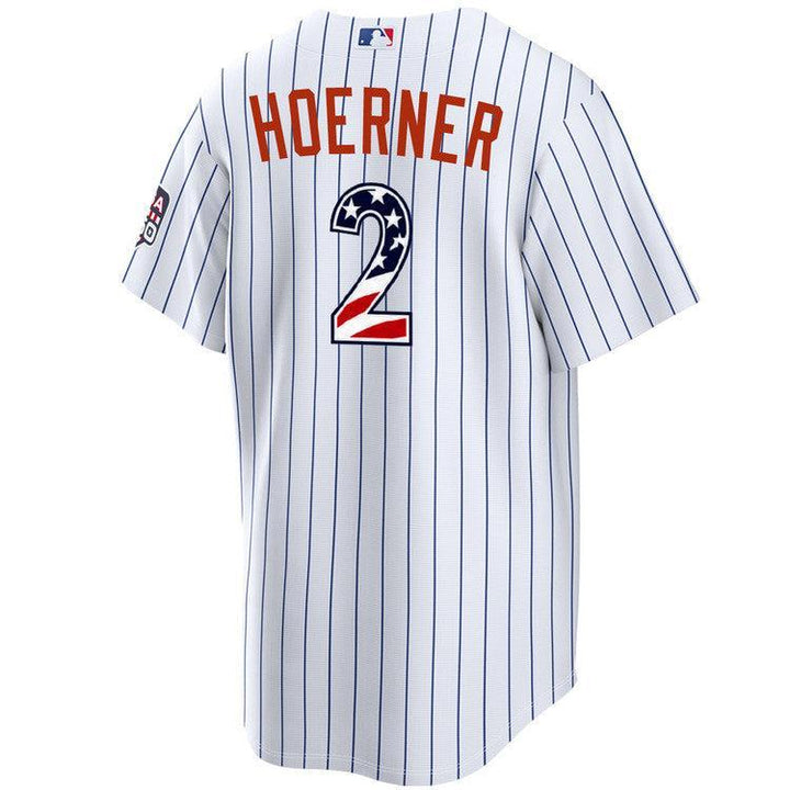 Chicago Cubs Nico Hoerner Home USA 250 Jersey by Nike NIKE USA