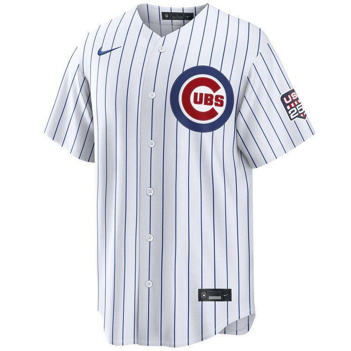 Chicago Cubs Nico Hoerner Home USA 250 Jersey by Nike NIKE USA