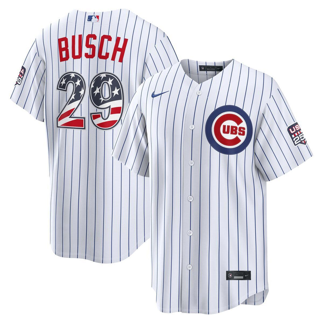 Chicago Cubs Michael Busch Home USA 250 Jersey by Nike NIKE USA
