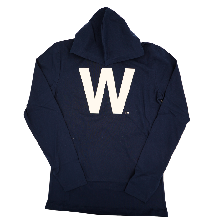 Chicago Cubs W Flag Long Sleeve Hoodie Tee in Navy Sweatshirts & Hoodies LEVY UK
