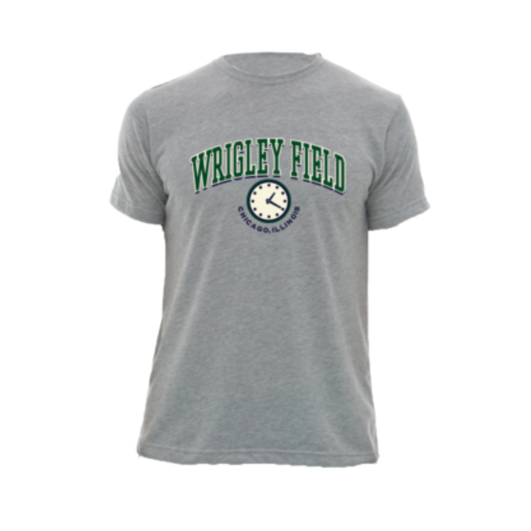Wrigley Field Bleacher Clock Gray Tee Short Sleeve Tees FUNDY